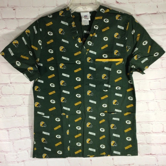 NFL Green Bay Packers Scrub Top - Size Small - Picture 1 of 7